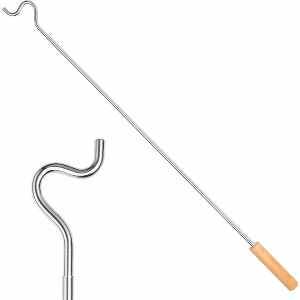 54" Chrome Shepherd Hook With Wooden Handle - Image 2