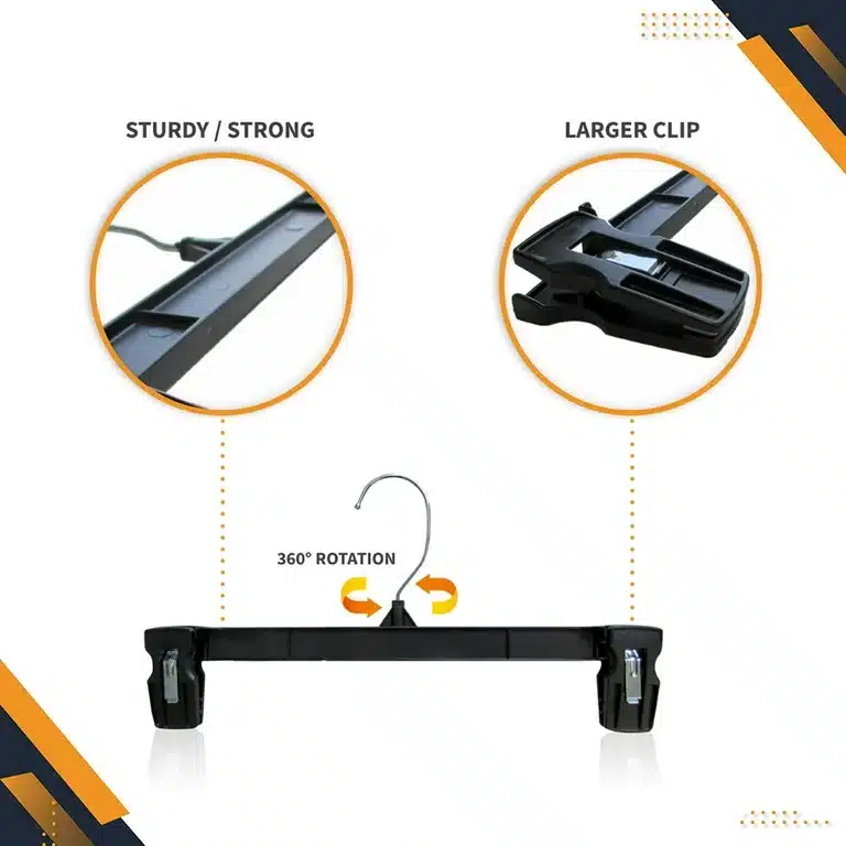 Recycled Black 14" Pinch Grip Extra Cushion Bottom Hanger - Image 3